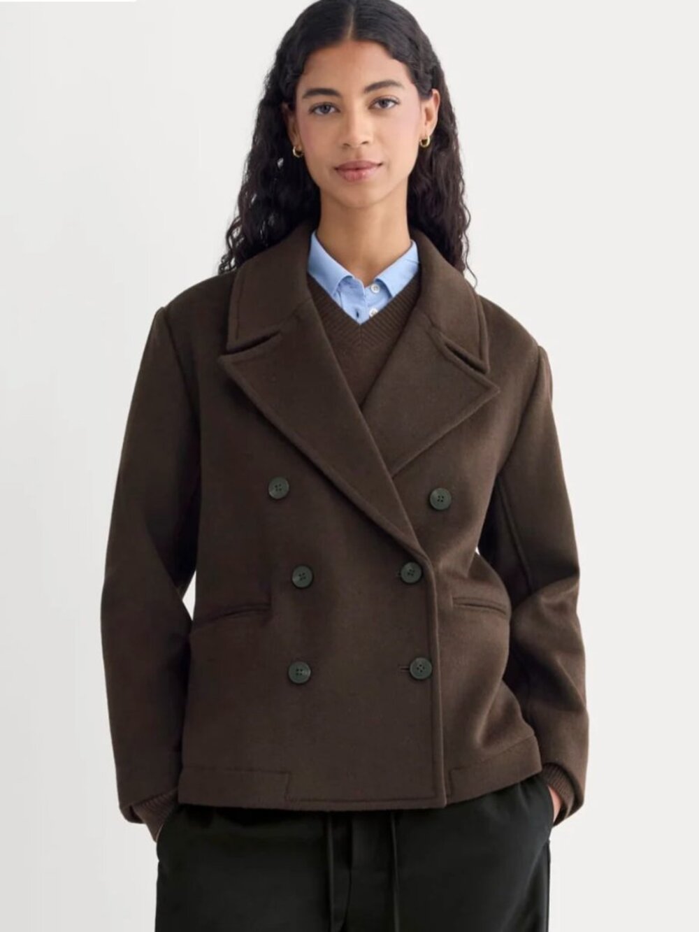 Everlane ReWool Short Peacoat — Chocolate Brown | XXS | NWT